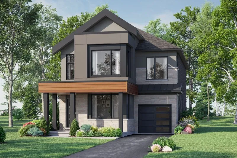 Single car garage detached home at Upper Joshua Creek, modern elevation